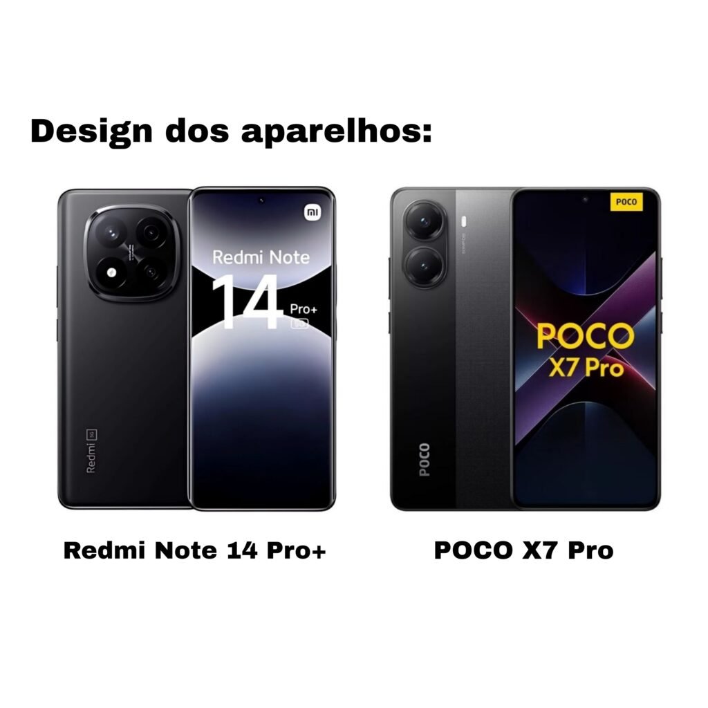 Design do Poco X7 Pro vs Redmi Note 14 Pro+.
